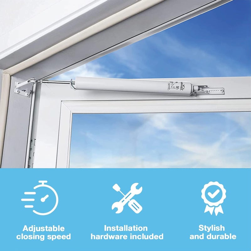 Wright Products Standard Duty Pneumatic Screen & Storm Door Closer â€“ Adjustable Closing Speed, Quiet Operation, Easy Installation (Transitional, White) - Image 3